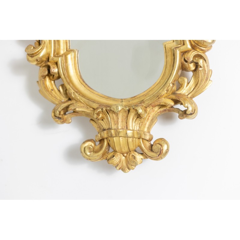 Espejo vintage en madera tallada y dorada, 1950