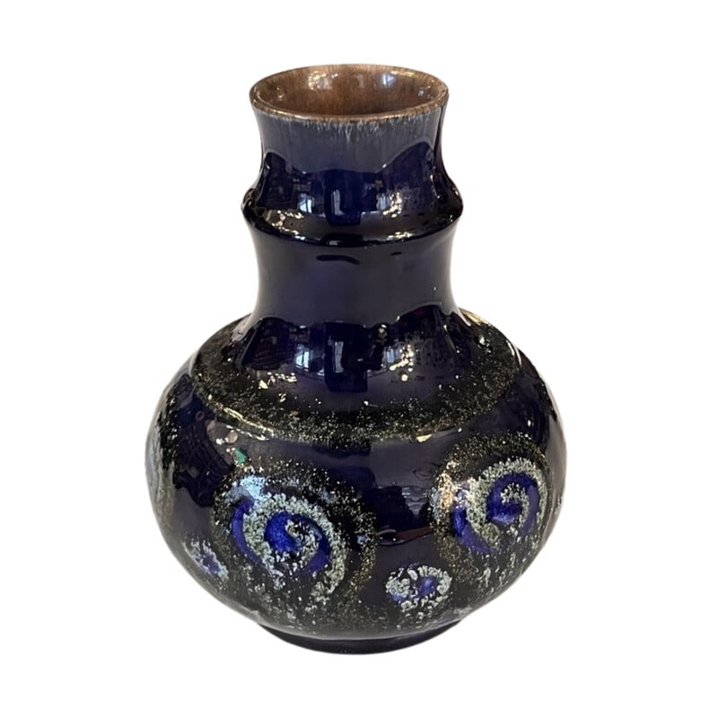 Vintage kobaltblaue Keramikvase für Strehla Keramik, Deutschland 1960