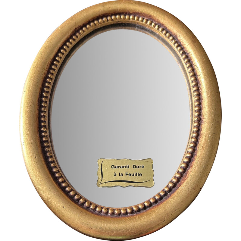 Espelho vintage, moldura dourada, 1960