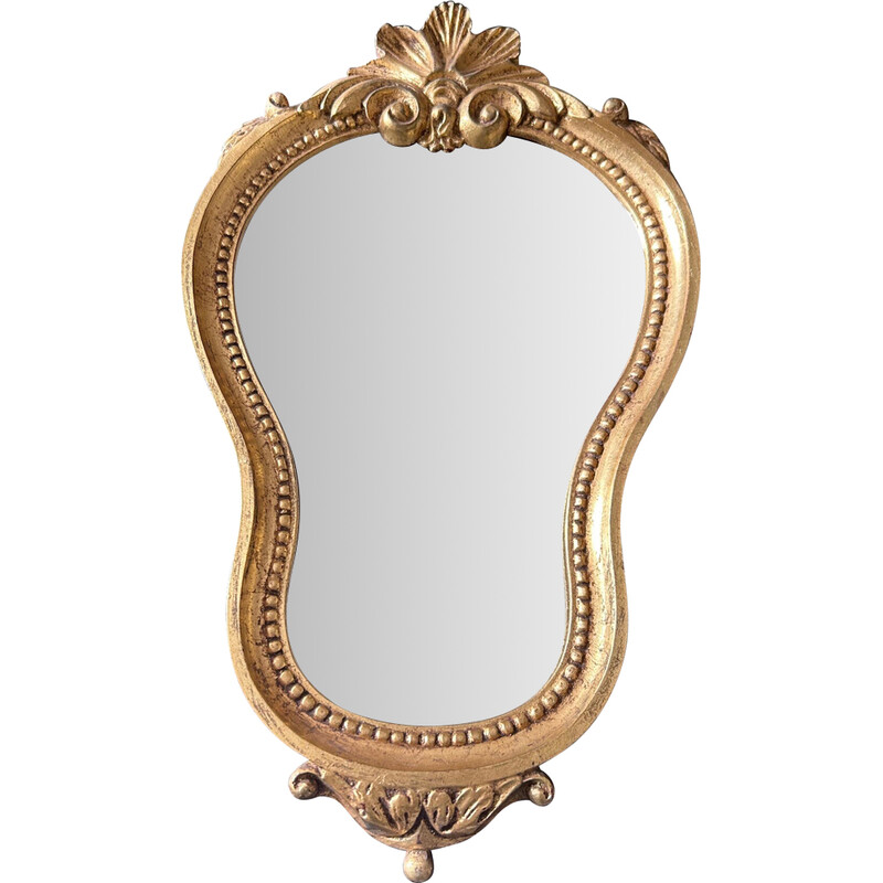 Vintage gold shell mirror, 1960