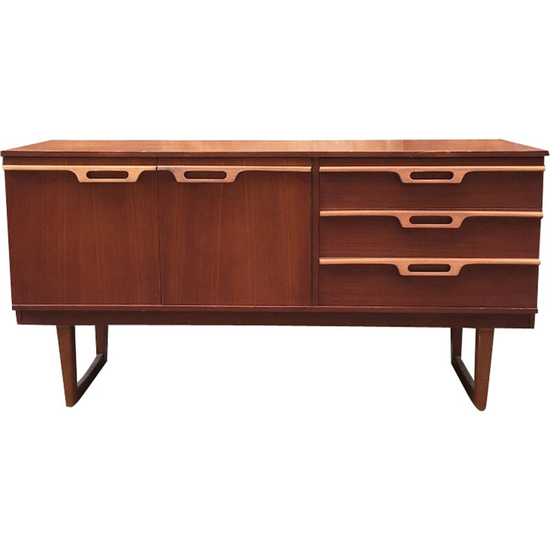 Vintage teak sideboard with open handles - 1960s