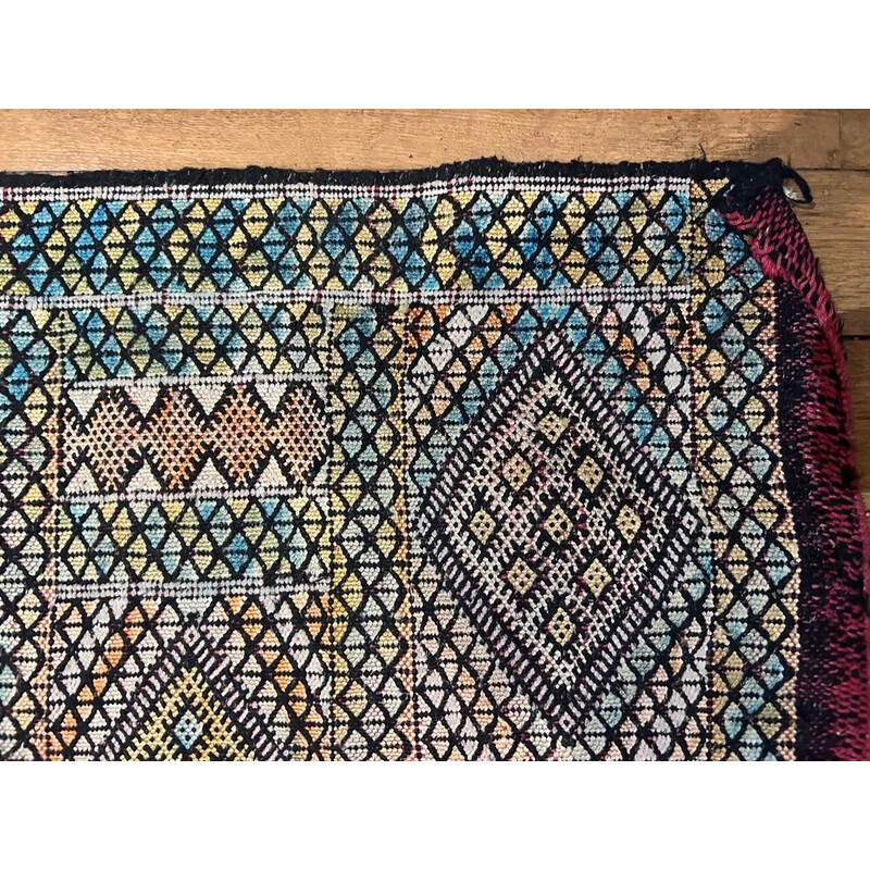 Vintage handgeweven kelim hal vloerkleed, 1970