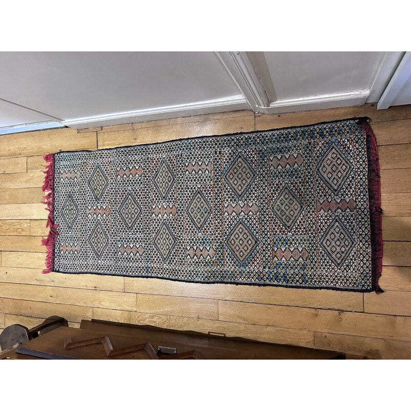 Vintage hand-woven Kilim hallway rug, 1970