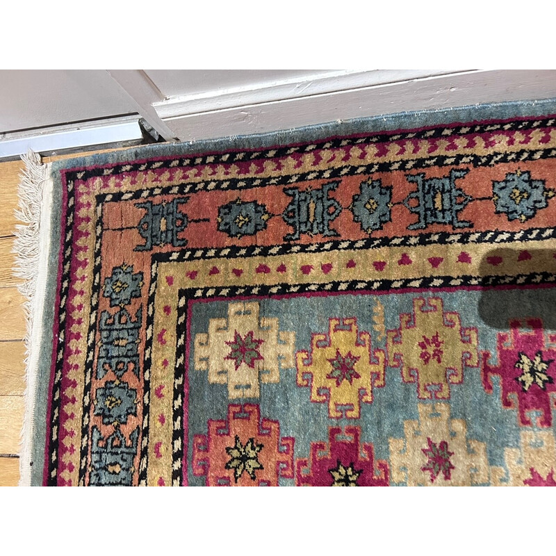 Vintage hand-woven Kazak oriental rug, 1970