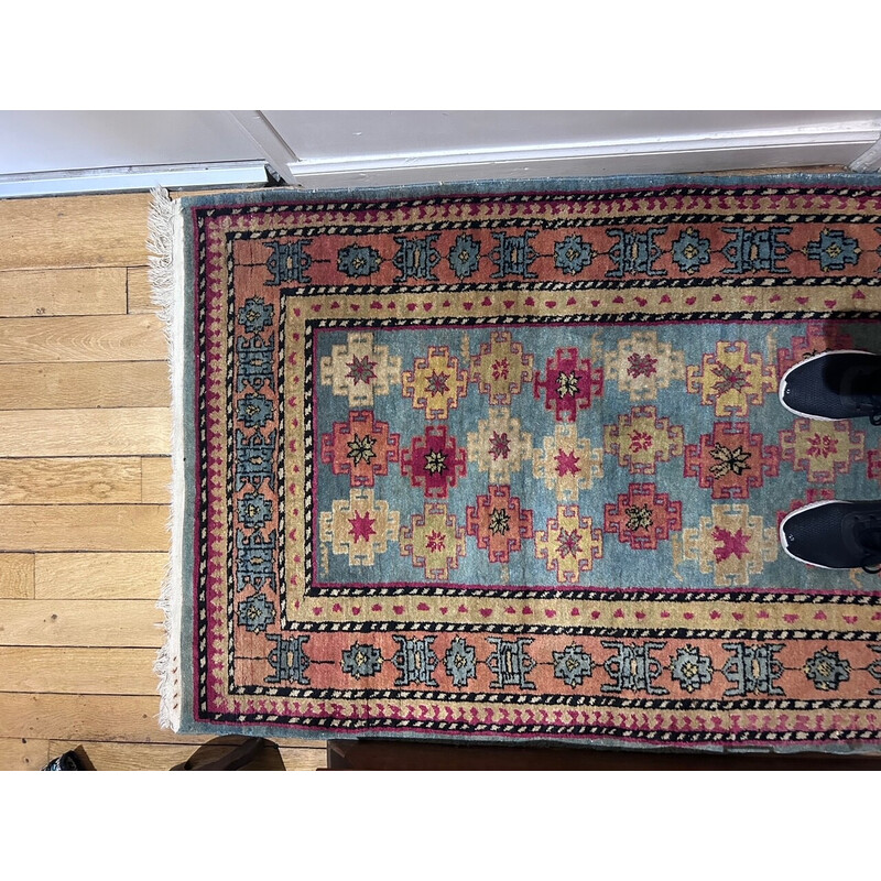 Vintage hand-woven Kazak oriental rug, 1970