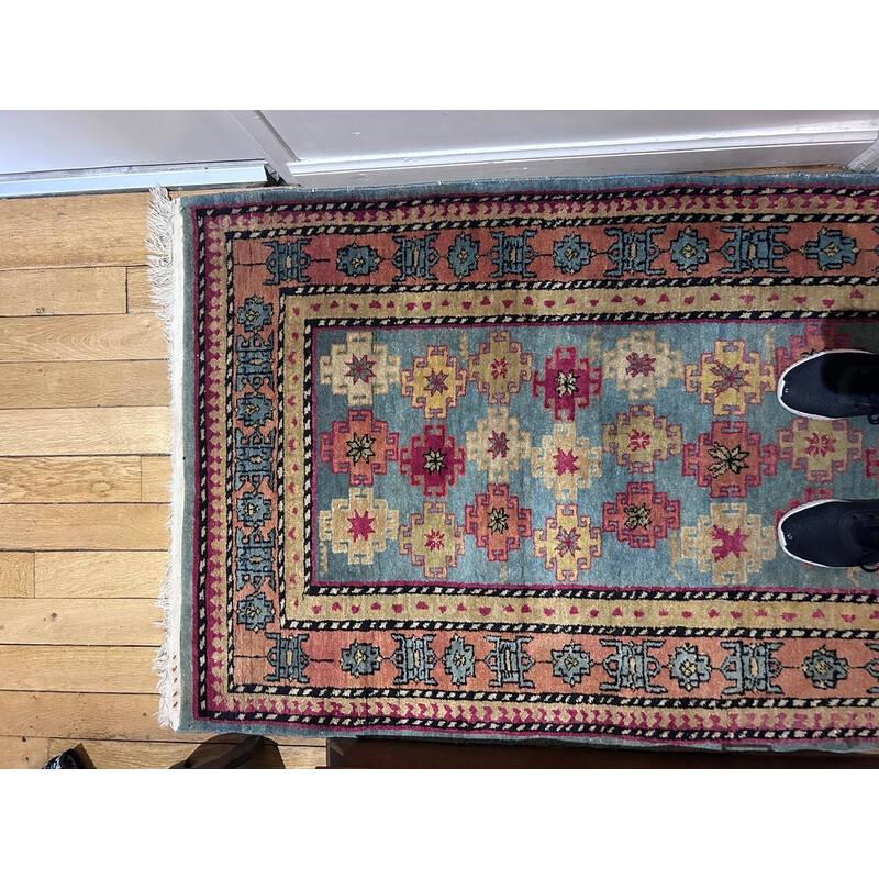 Vintage handgeweven Kazak oosters tapijt, 1970