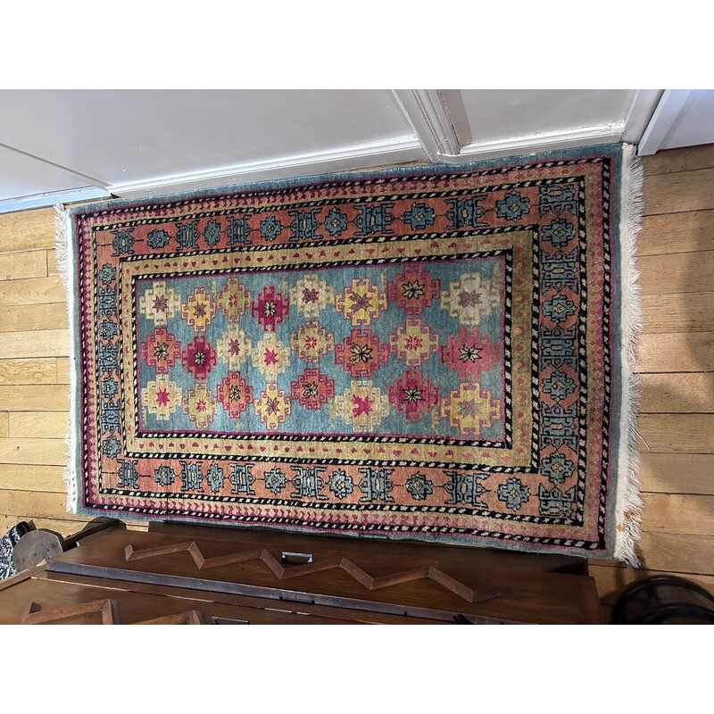 Vintage handgeweven Kazak oosters tapijt, 1970