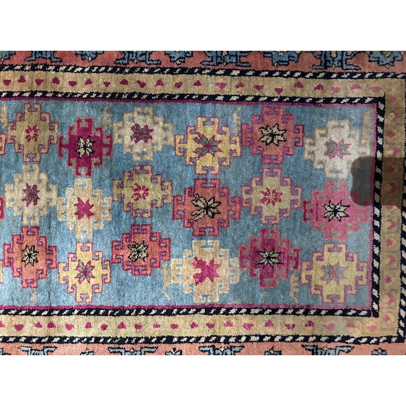 Tapete oriental cazaque vintage tecido à mão, 1970
