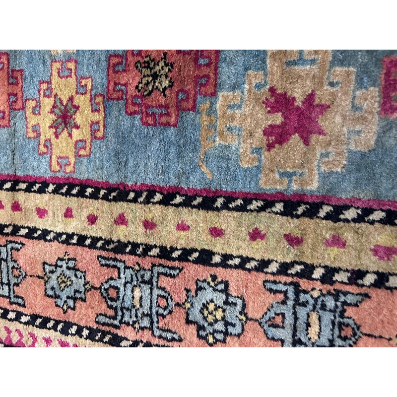 Vintage hand-woven Kazak oriental rug, 1970
