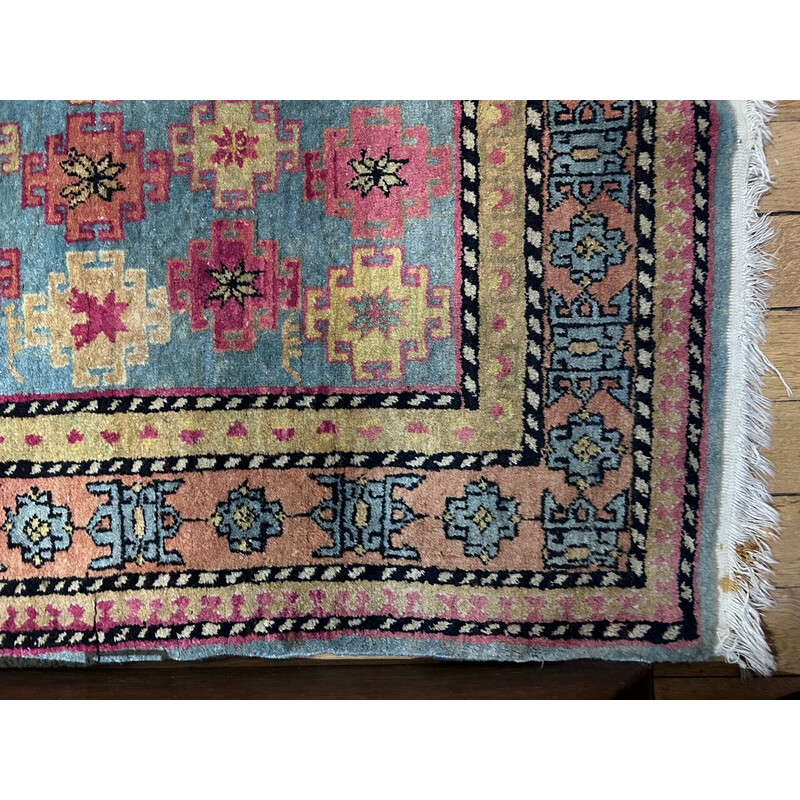Tapete oriental cazaque vintage tecido à mão, 1970