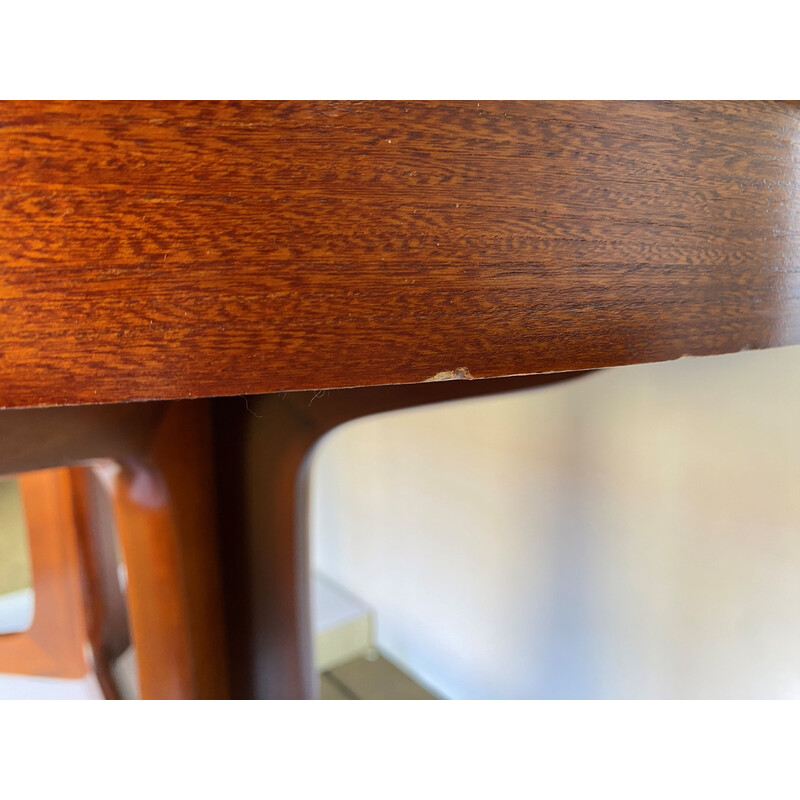 Vintage round oval extendable table in teak veneer, 1960