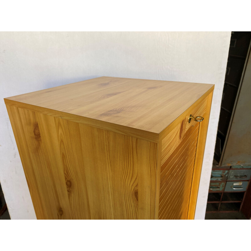 Vintage file storage unit in light oak, 1980