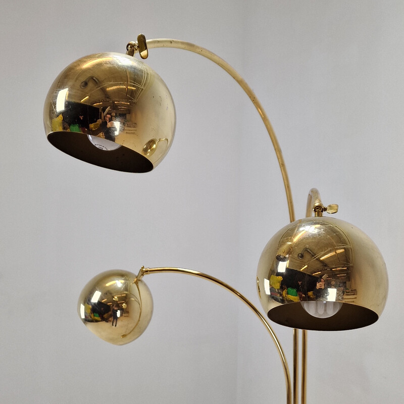 Lampadaire vintage Space Age en laiton, Allemagne 1970