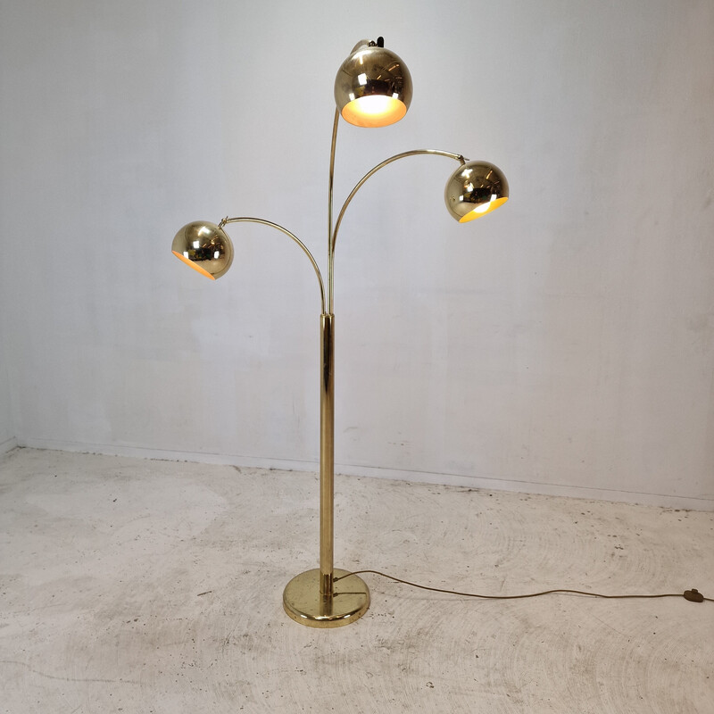 Vintage Space Age brass floor lamp, Germany 1970