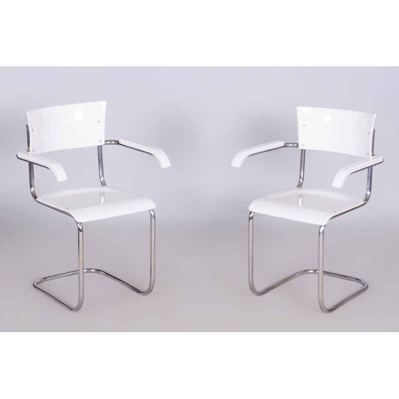 Pair of vintage Bauhaus armchairs in chrome steel by Mart Stam, Germany 1930