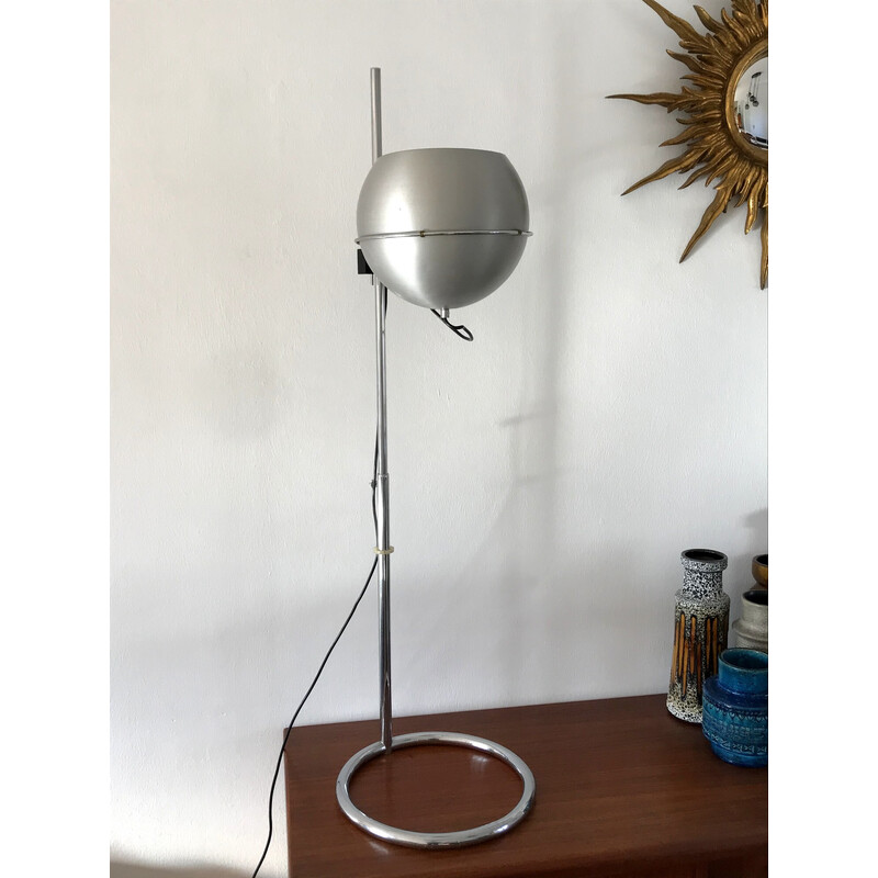 Vintage floor lamp in chrome steel and aluminum by Goffredo Reggiani, Italy 1970