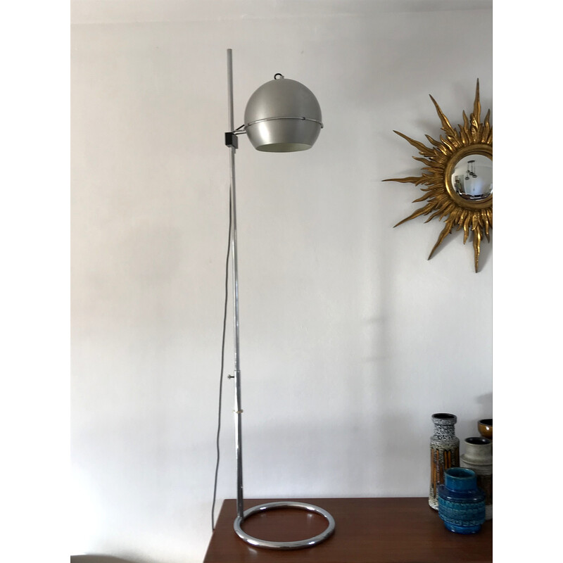 Lampada da terra vintage in acciaio cromato e alluminio di Goffredo Reggiani, Italia 1970