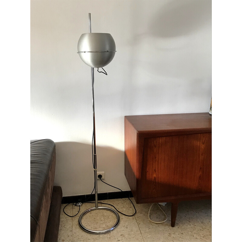 Vintage floor lamp in chrome steel and aluminum by Goffredo Reggiani, Italy 1970