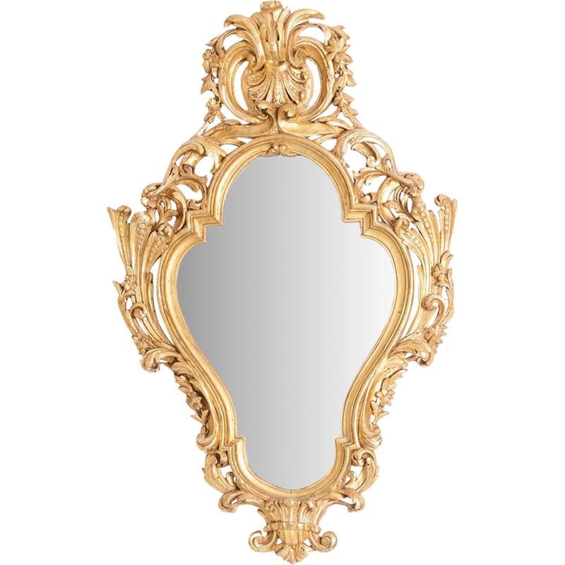 Vintage mirror in carved and gilded wood, 1950