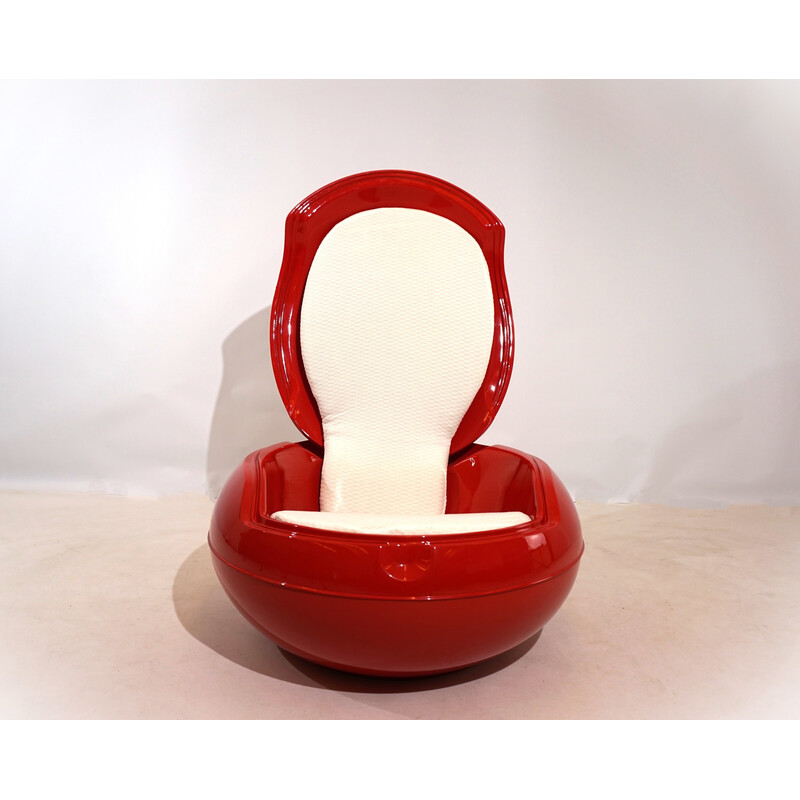 Vintage "Garden Egg" armchair in red plastic by Peter Ghyczy for Gottfried Reuter, 1960