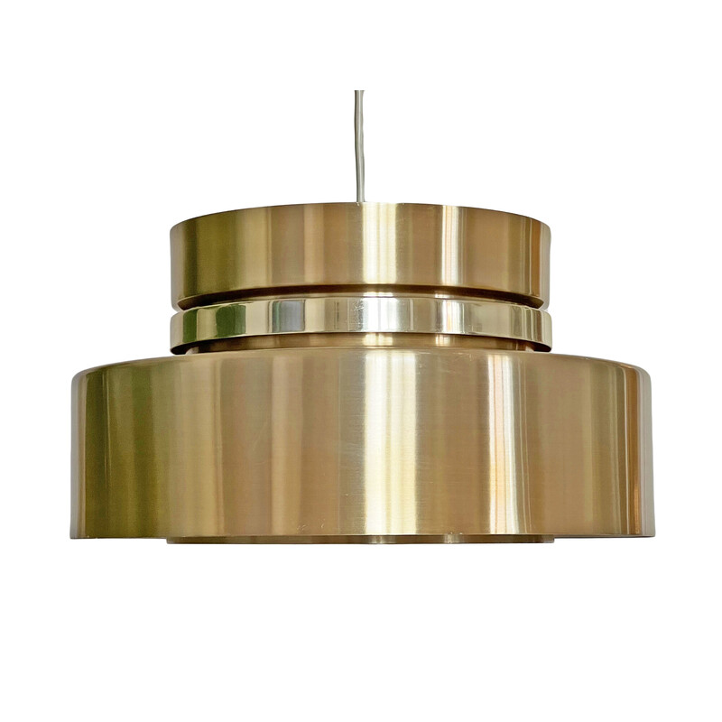 Vintage brushed gold aluminum pendant lamp by Carl Thore for Granhaga Metallindustri, Sweden 1970