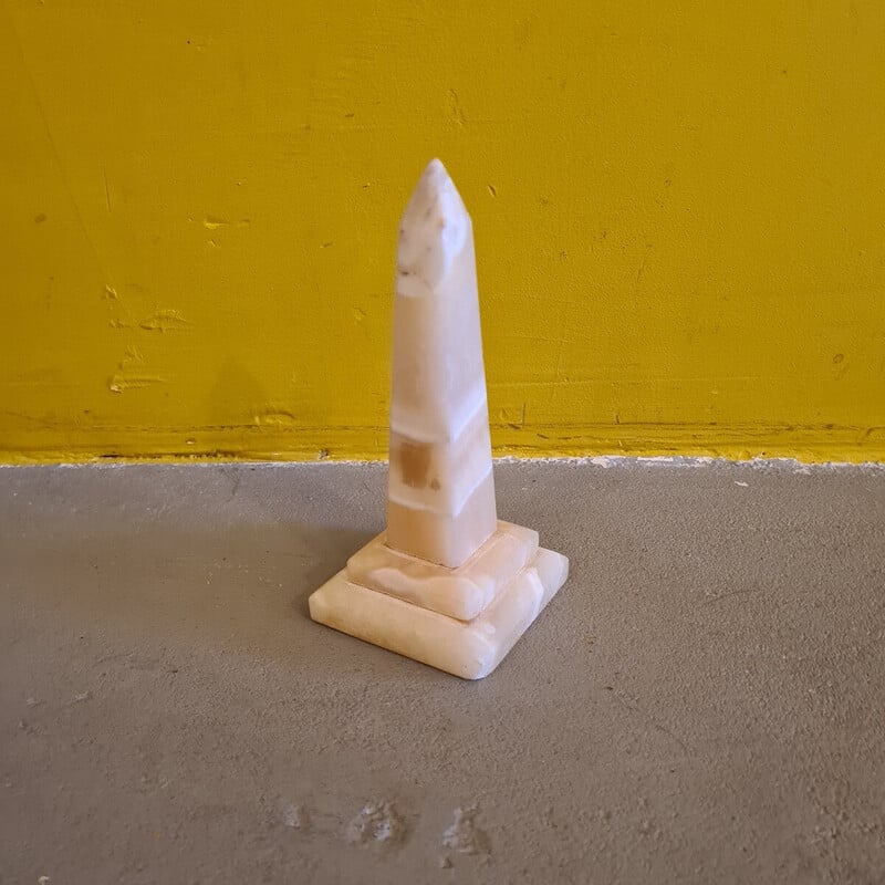 Vintage striped alabaster obelisk, Italy