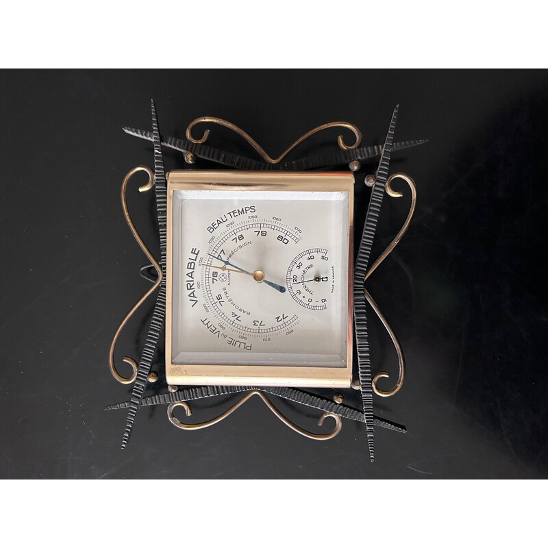 Vintage-Barometer aus Schmiedeeisen und Messing für Naudet, Frankreich 1950