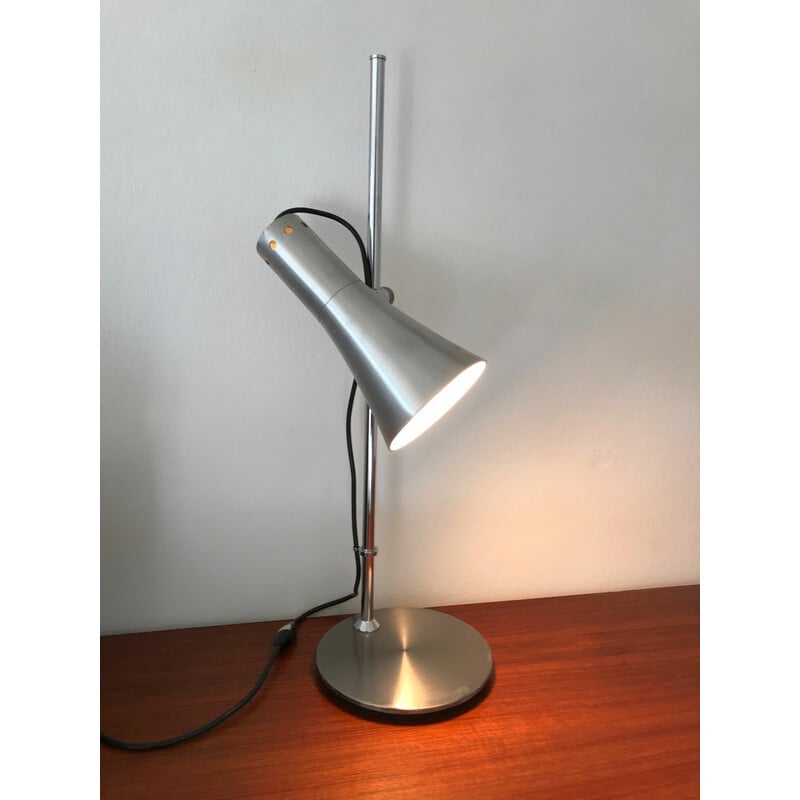 Lampada vintage in acciaio cromato e alluminio, 1970