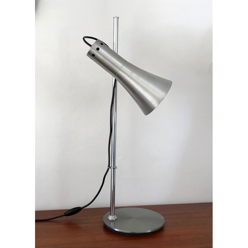 Lámpara vintage de acero cromado y aluminio, 1970