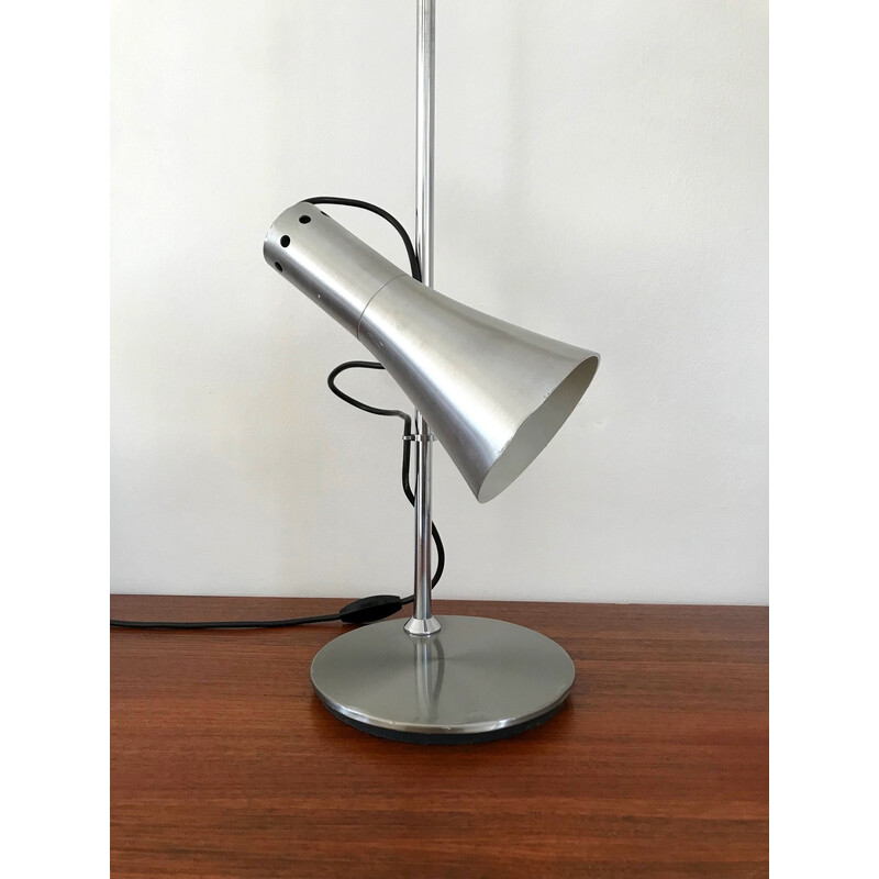 Lámpara vintage de acero cromado y aluminio, 1970