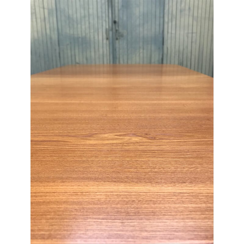 Mesa de comedor vintage de madera de olmo con hoja extensible, 1980