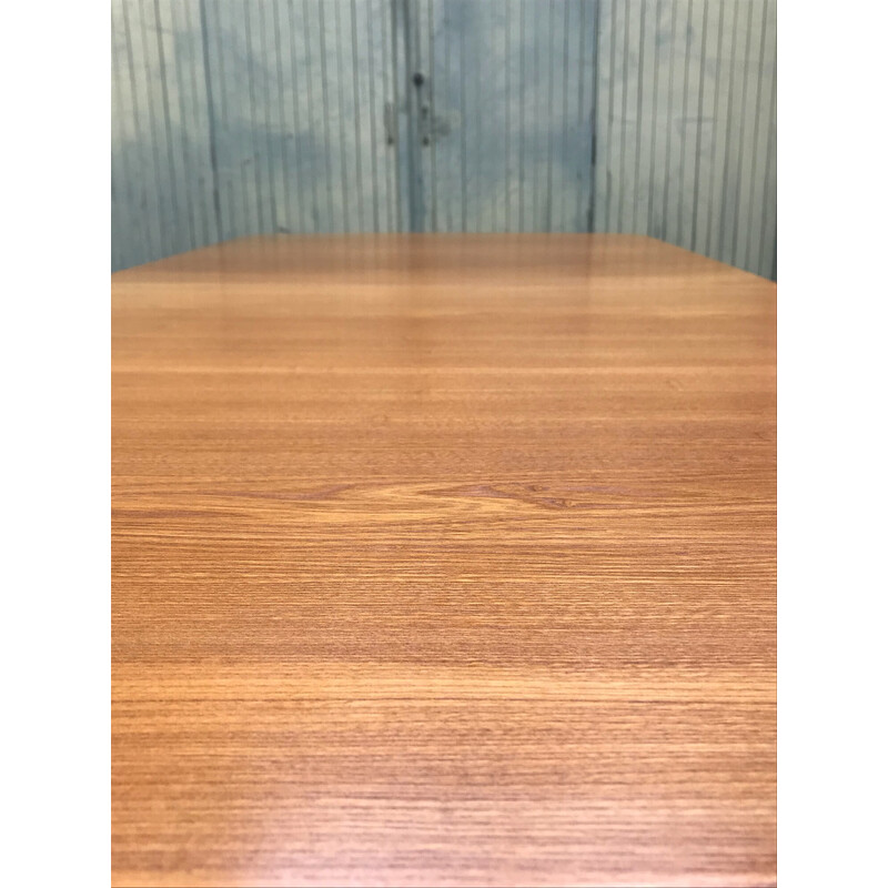 Vintage elm wood dining table with extension, 1980