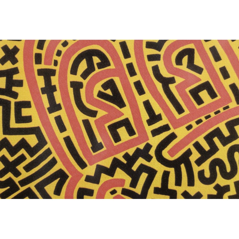 Vintage silkscreen print in blond oak frame by Keith Haring, 1990