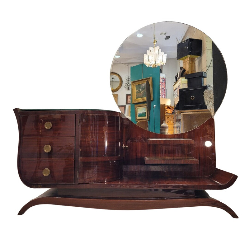 Vintage Art Deco dressing table in mahogany wood, France 1930