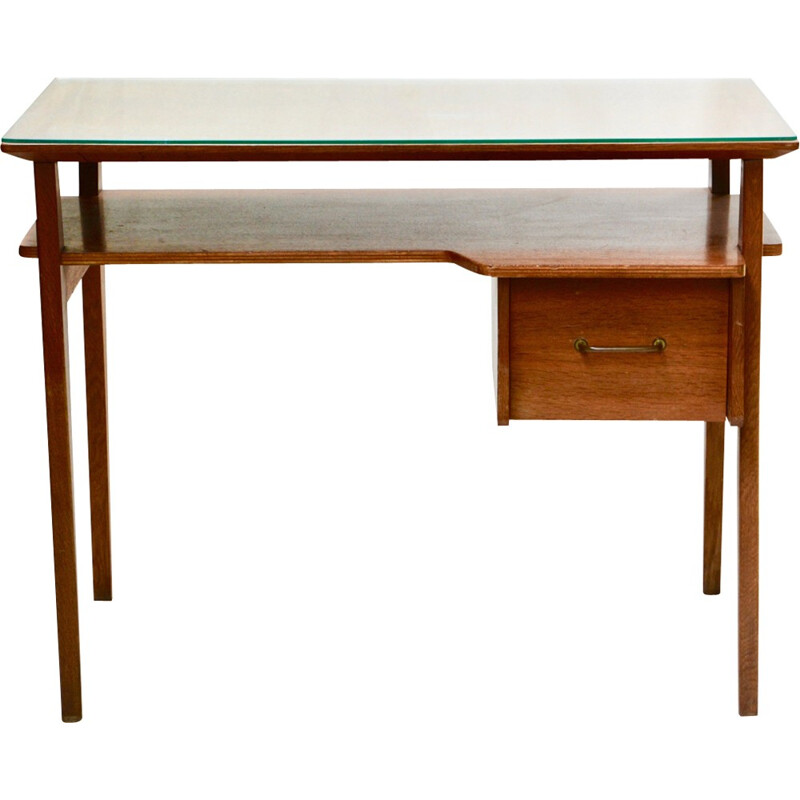 Petit bureau en chêne vintage Roger Landault - 1950