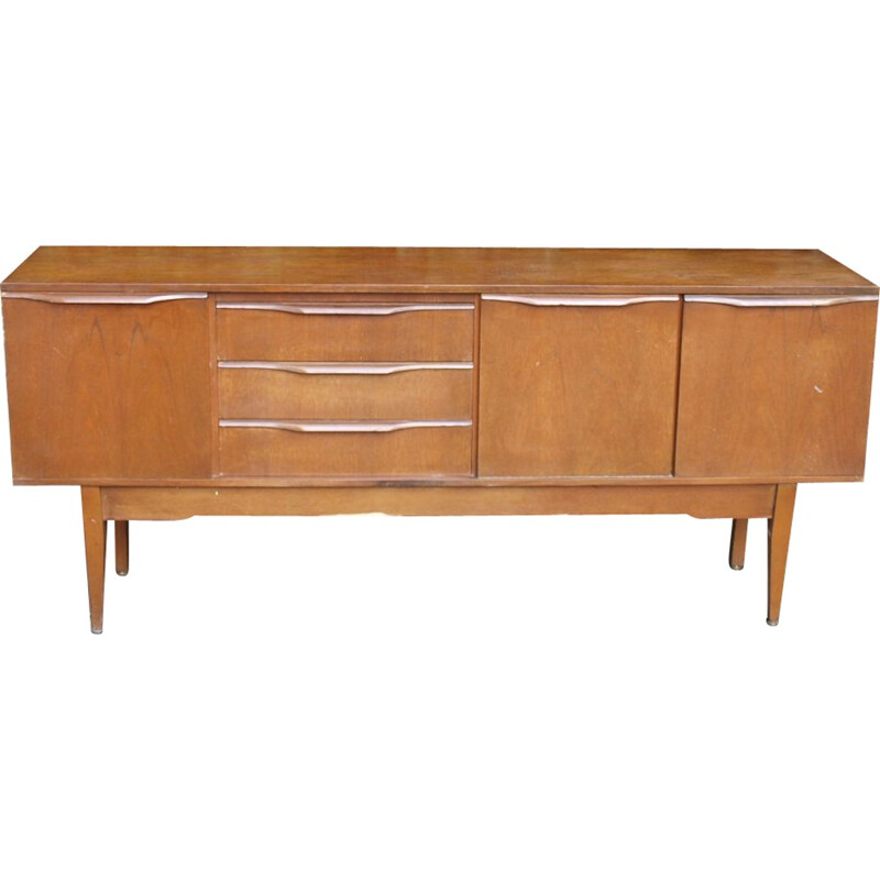 Mid-century teak light brown straight-lined sideboard - 1960s