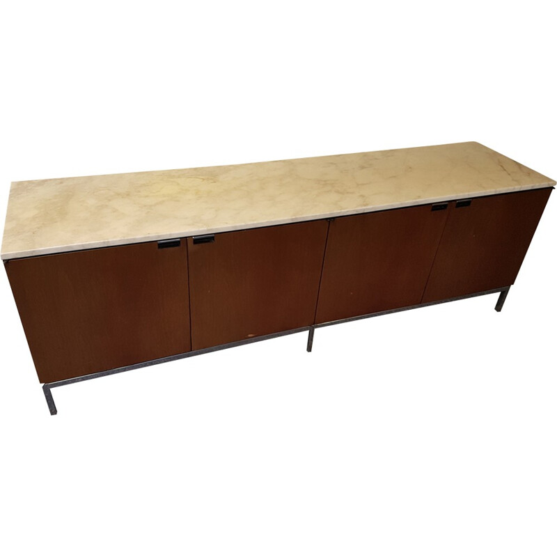 Sideboard in walnut with marble tray by Florence Knoll - 1970s