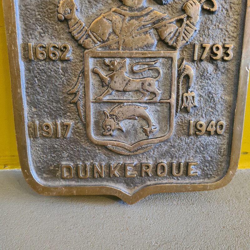 Vintage solid bronze commemorative plaque, France