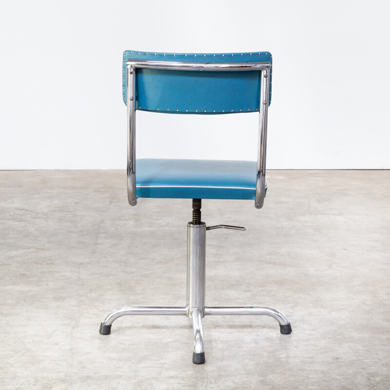 Classic adjustable small blue office chair - 1970s