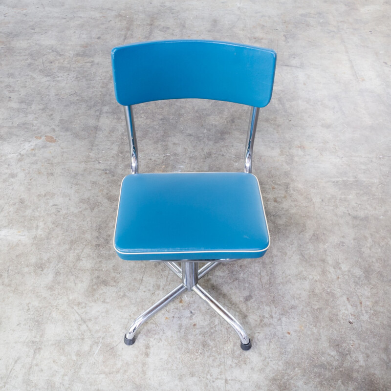 Petit fauteuil de bureau classique bleu réglable en hauteur - 1970