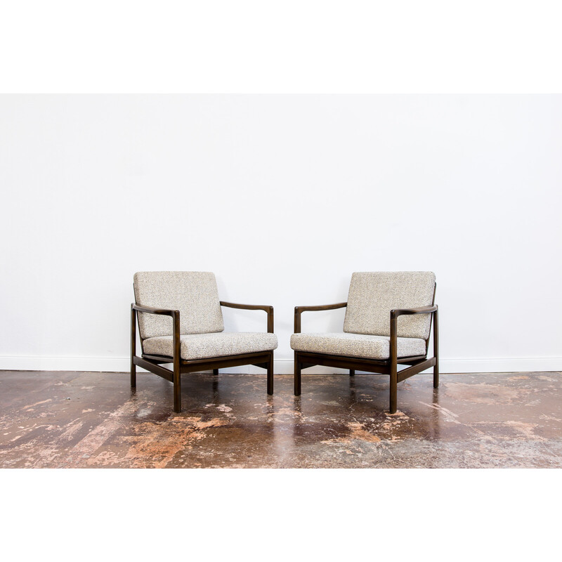 Pair of vintage B-7522 armchairs by Zenon Bączyk, Poland 1960