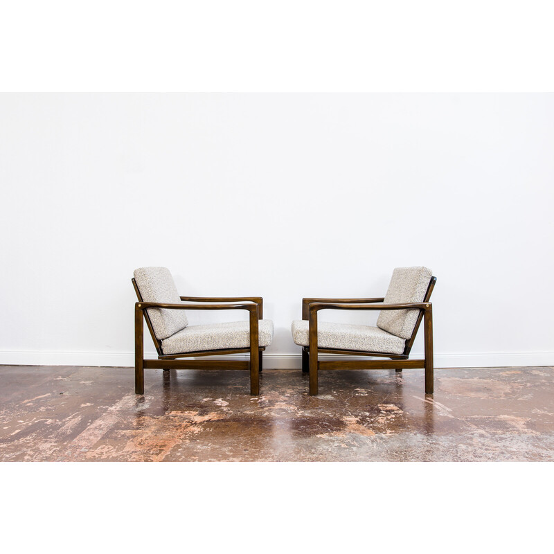 Pair of vintage B-7522 armchairs by Zenon Bączyk, Poland 1960