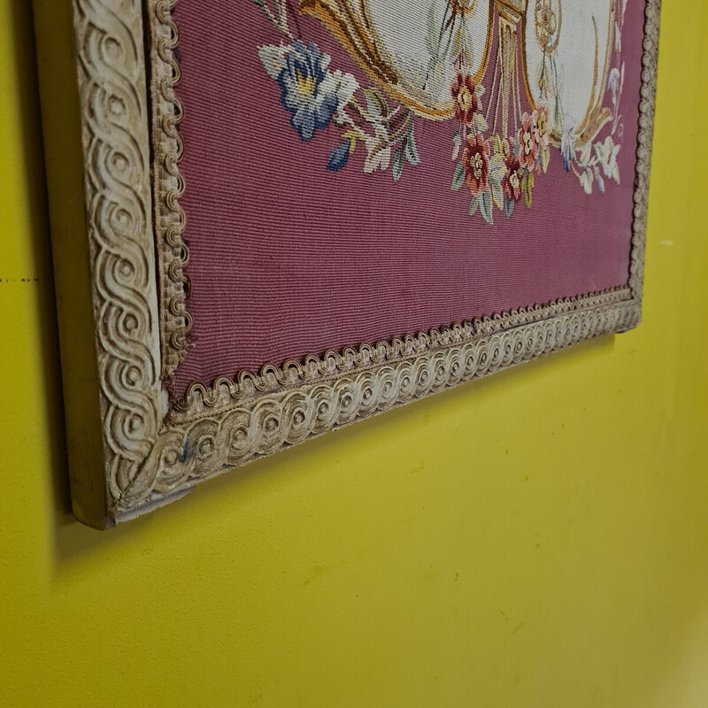 Vintage embroidery wooden frame, France