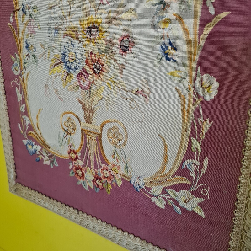 Vintage embroidery wooden frame, France