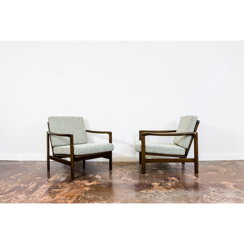 Pair of vintage B-7522 armchairs by Zenon Bączyk, Poland 1960