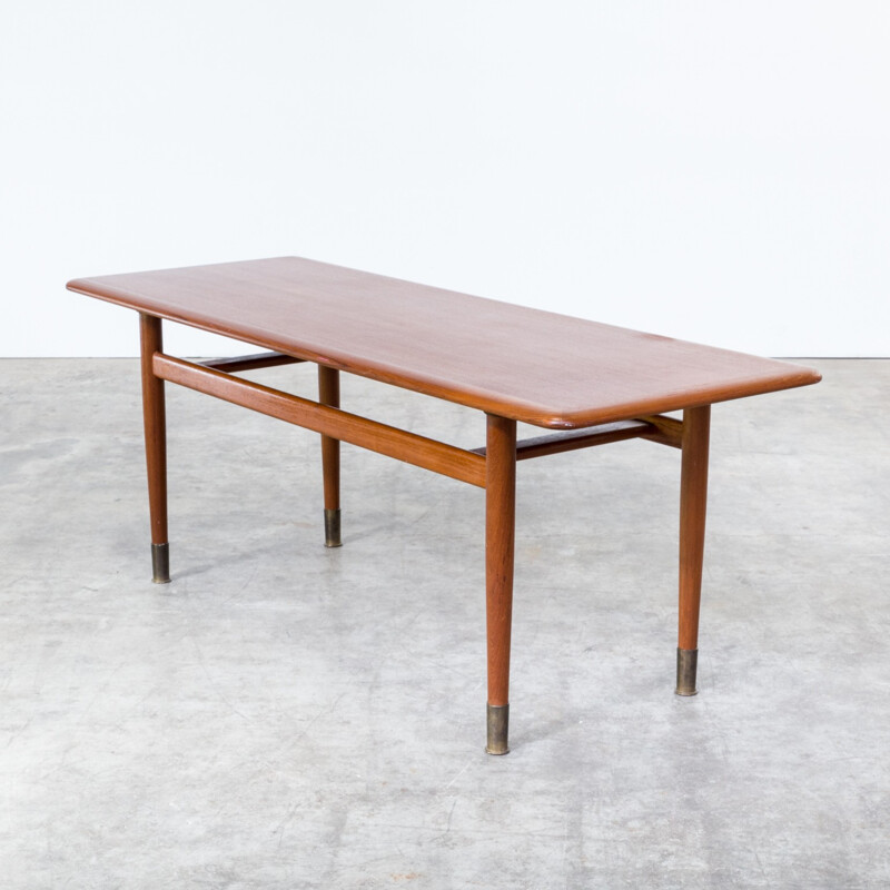 Teak coffee table with brass feet - 1960s