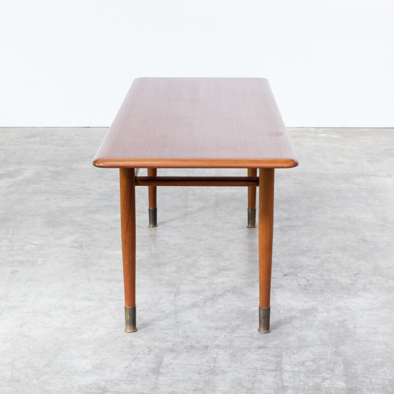 Teak coffee table with brass feet - 1960s