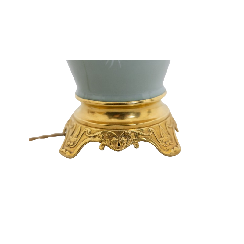 Paar Vintage-Lampen Céladon aus Porzellan und Bronze, Frankreich 1880