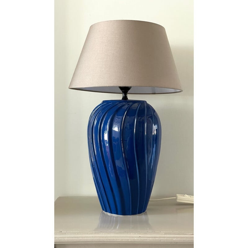 Lámpara vintage de cerámica azul, 1980