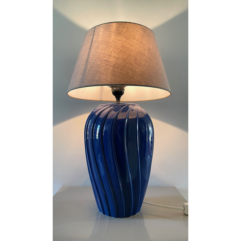 Lámpara vintage de cerámica azul, 1980